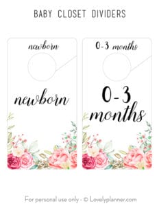 Free Printable Baby Girl Closet Dividers - Shabby Chic Flowers - Lovely ...