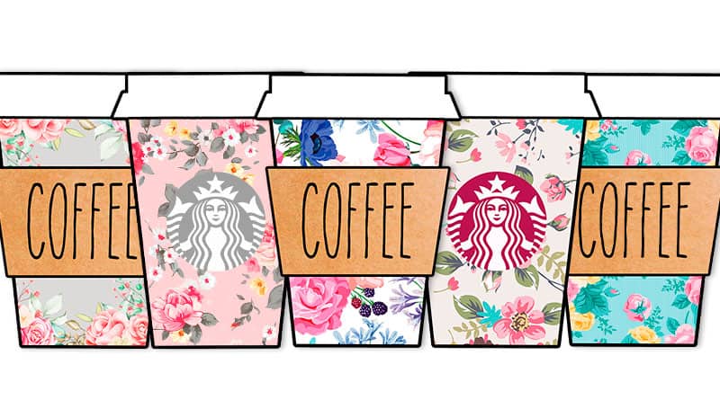 free printable floral starbucks coffee cups planner stickers lovely planner