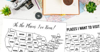 13 Free Printable USA Travel Maps for your Bullet Journal - USA Map Coloring Pages
