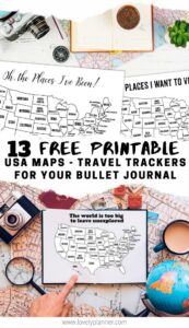 13 Free Printable USA Travel Maps for your Bullet Journal - USA Map ...