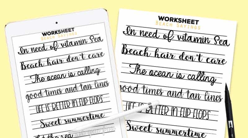 Free Printable Summer Beach Sayings Hand Lettering