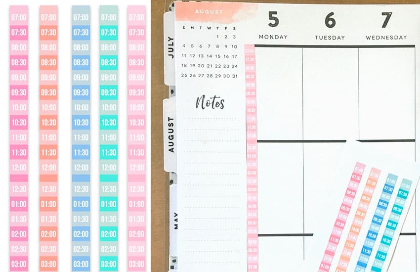 free printable hourly strips planner stickers for classic happy planner lovely planner