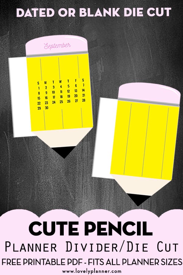 Free Printable Planner Divider: Pencil