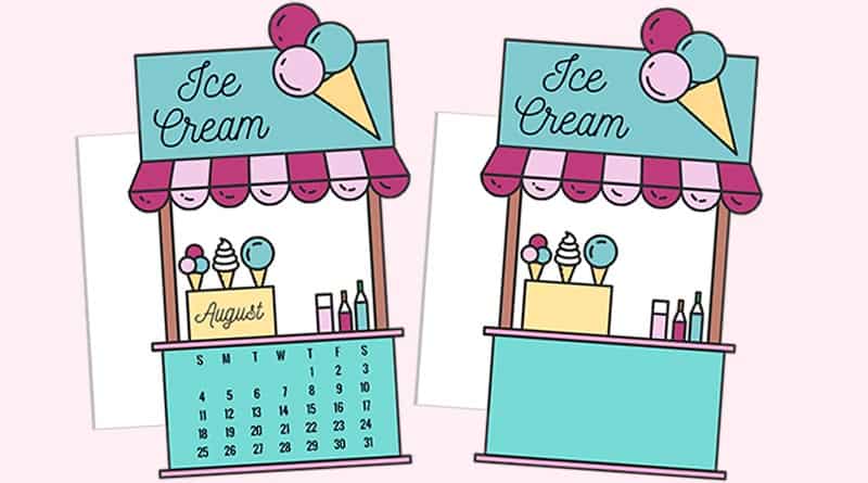 Free Printable Ice Cream Booth Calendar Divider