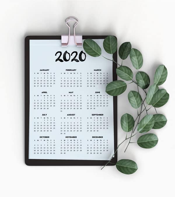 2020 Calendar Printable One Page
