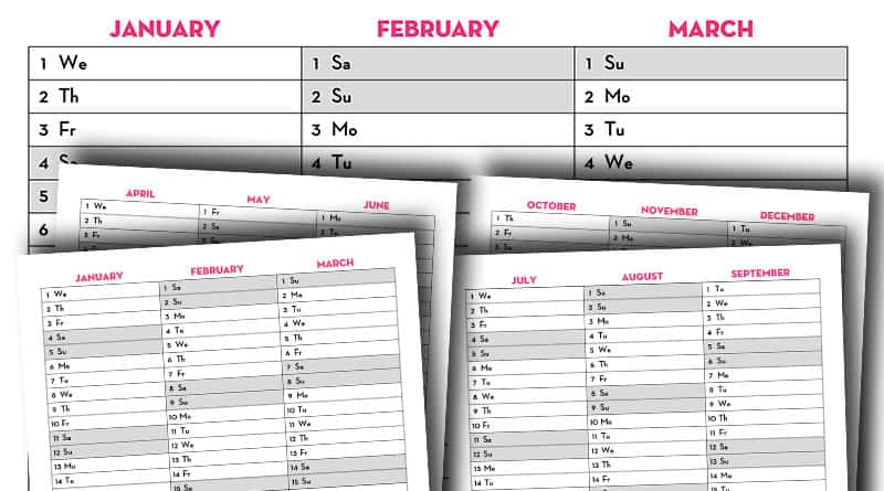 Free Printable 2020 Quarterly Calendar - Calendex