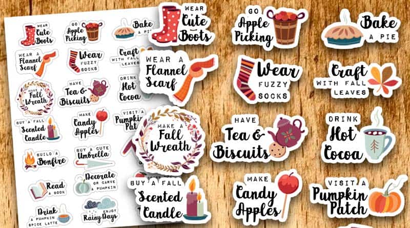 Printable Fall Bucket List Planner Stickers for Planner Decorating