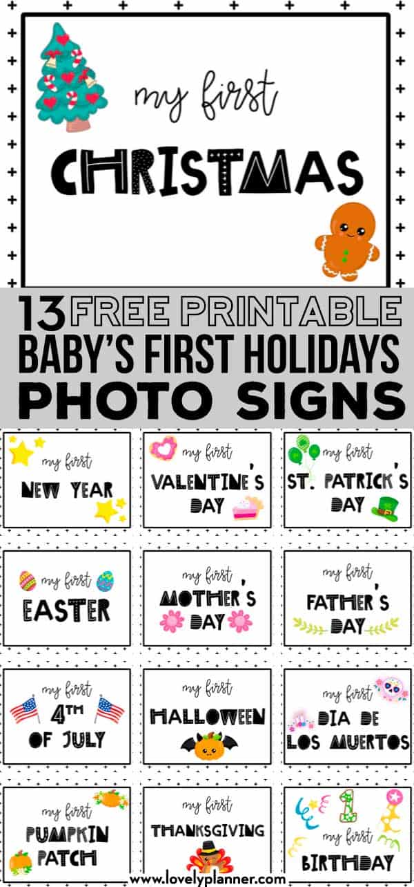 Free Printable Baby's First Holidays Photo Signs