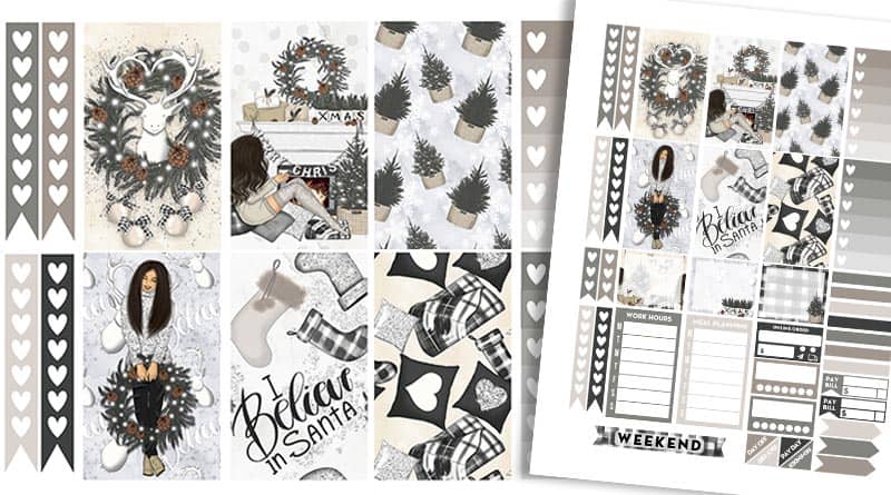 B&W WEEKDAY HEADERS Planner Stickers