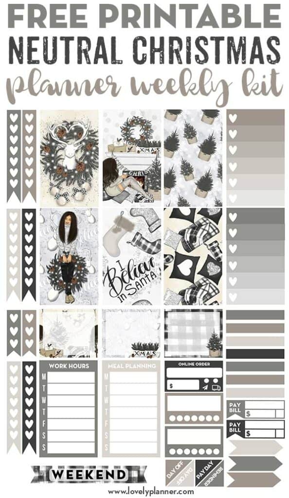 Free Printable Neutral Christmas Planner Stickers - Weekly Kit - Lovely ...