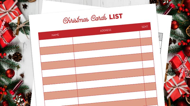 free printable christmas cards list