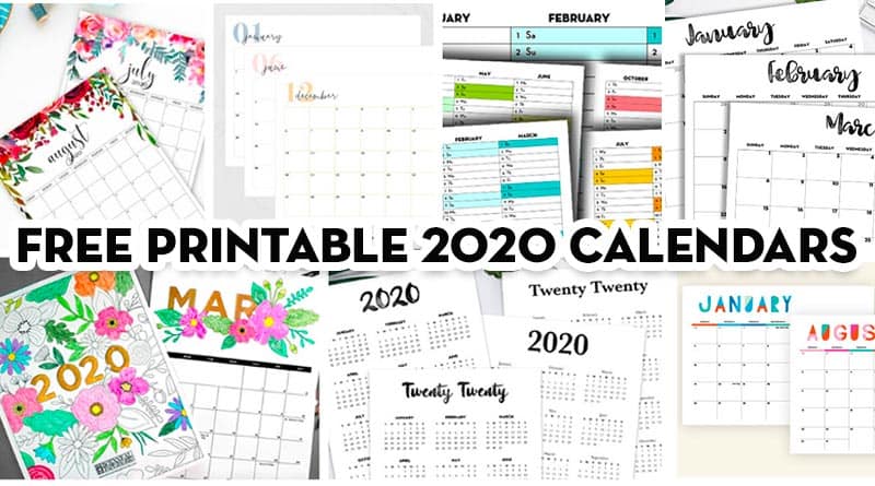 20 free printable 2020 calendars