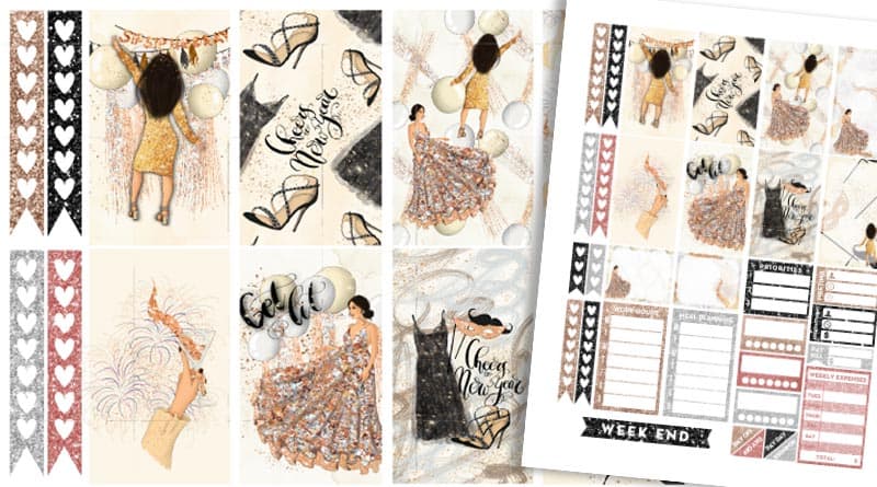 Glam New Year Weekly Kit Digital Planner Stickers – Paper & Glam