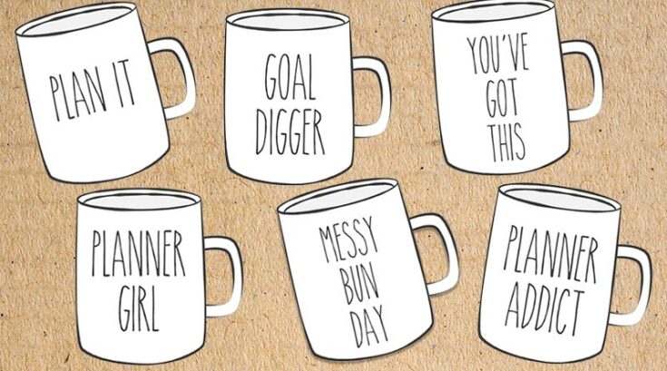 Free Printable Mugs Planner Die Cuts - Rae Dunn Inspired - Lovely Planner