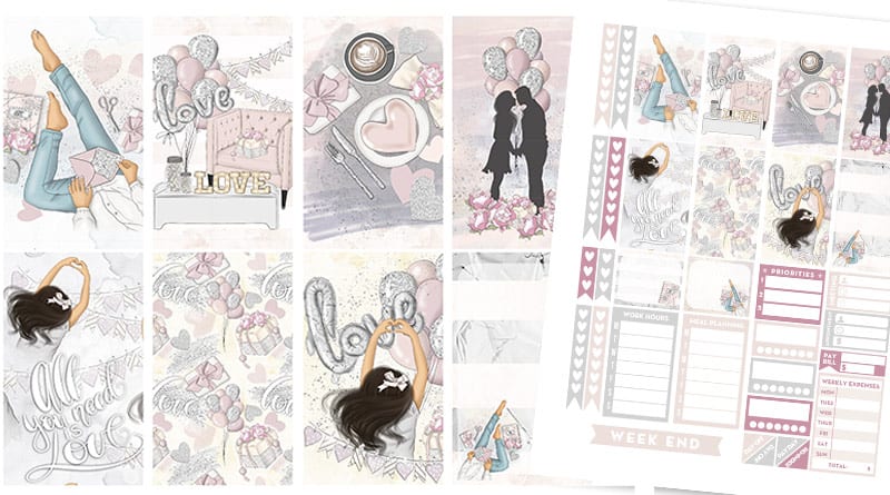 Free Printable "Love Is In the Air" Planner Stickers - Weekly Kit