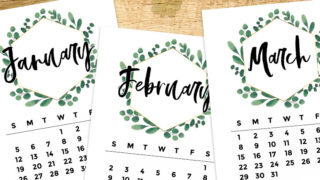 Free Printable 2020 Monthly Calendar - Eucalyptus Wreath