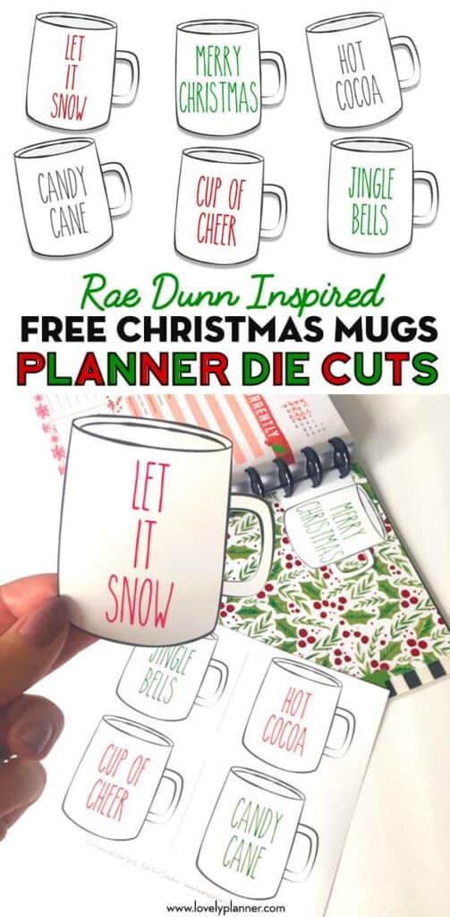 Free Printable Rae Dunn Inspired Christmas Mugs Planner Die Cuts ...