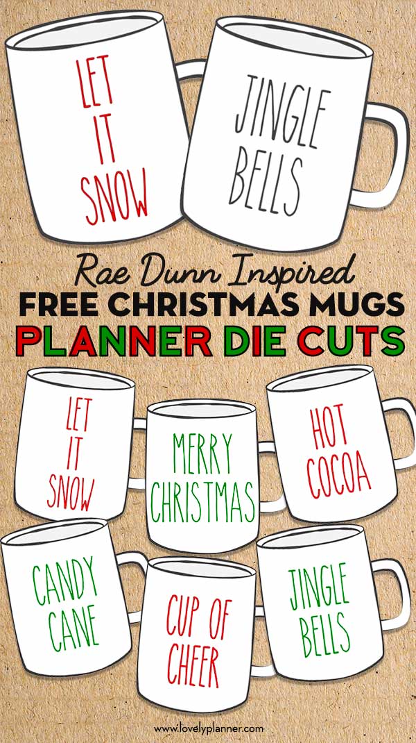 free printable rae dunn planner die cuts christmas mugs