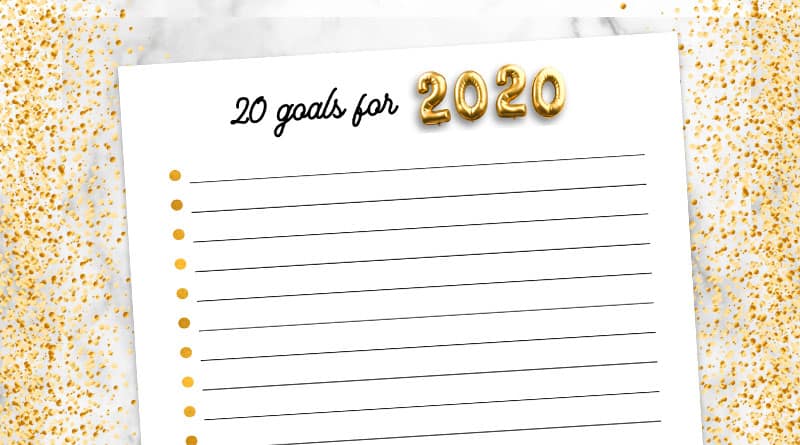 free printable 20 goals for 2020