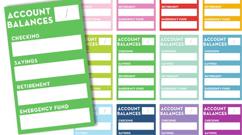 Free Printable Account Balances Planner Stickers