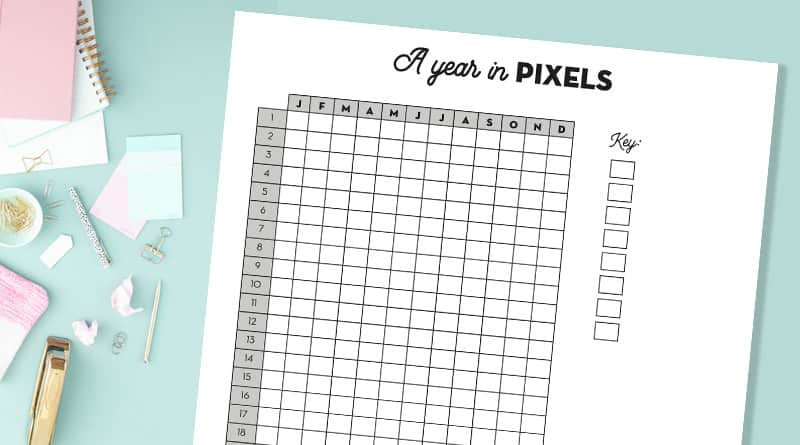 2 Bullet Journal Mood Tracker Printables- Circle + Year in Pixels