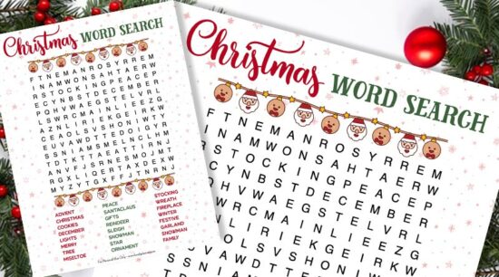 Free Printable Christmas Word Search - Activity Sheet - Lovely Planner