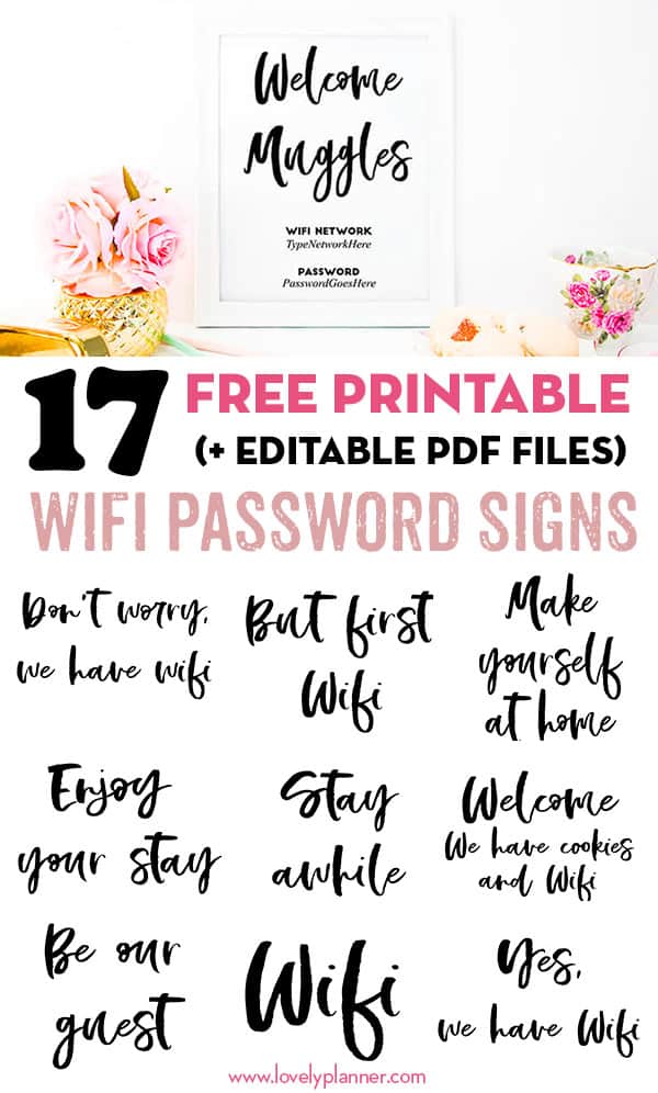 free printable wifi password sign