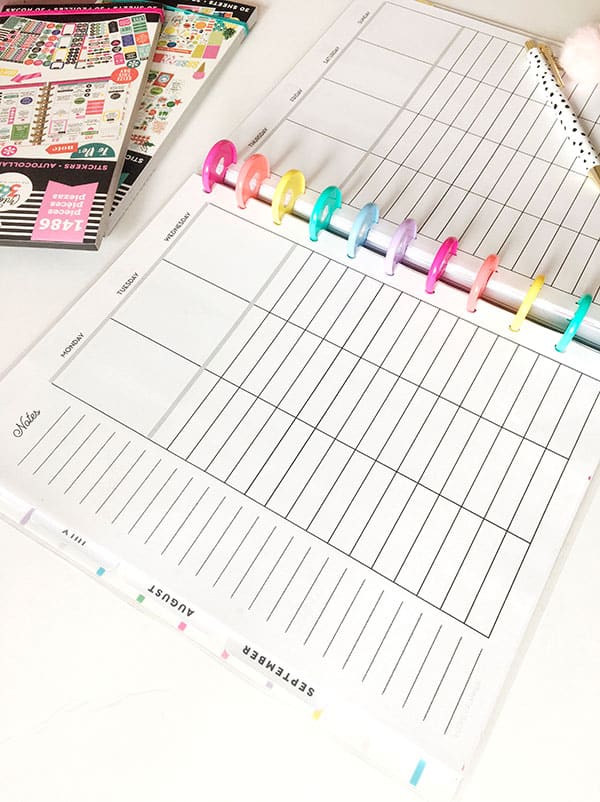 free printable lined vertical happy planner layout