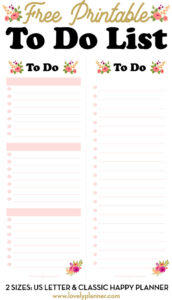 Free Printable Floral To-Do List Half Sheet - Lovely Planner