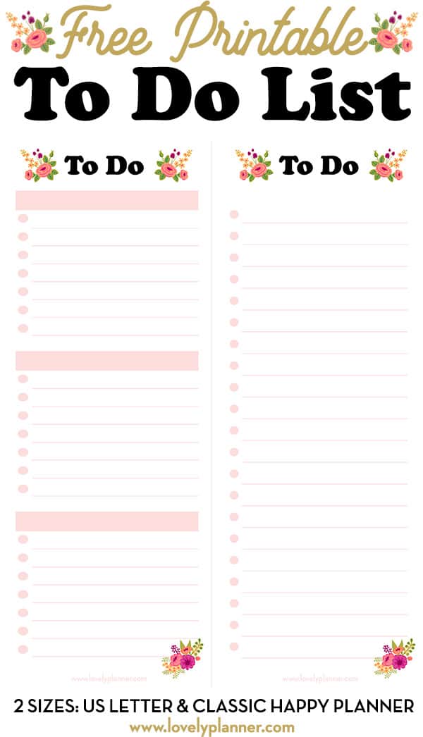 Free Printable Floral To Do List Planner Half Sheet