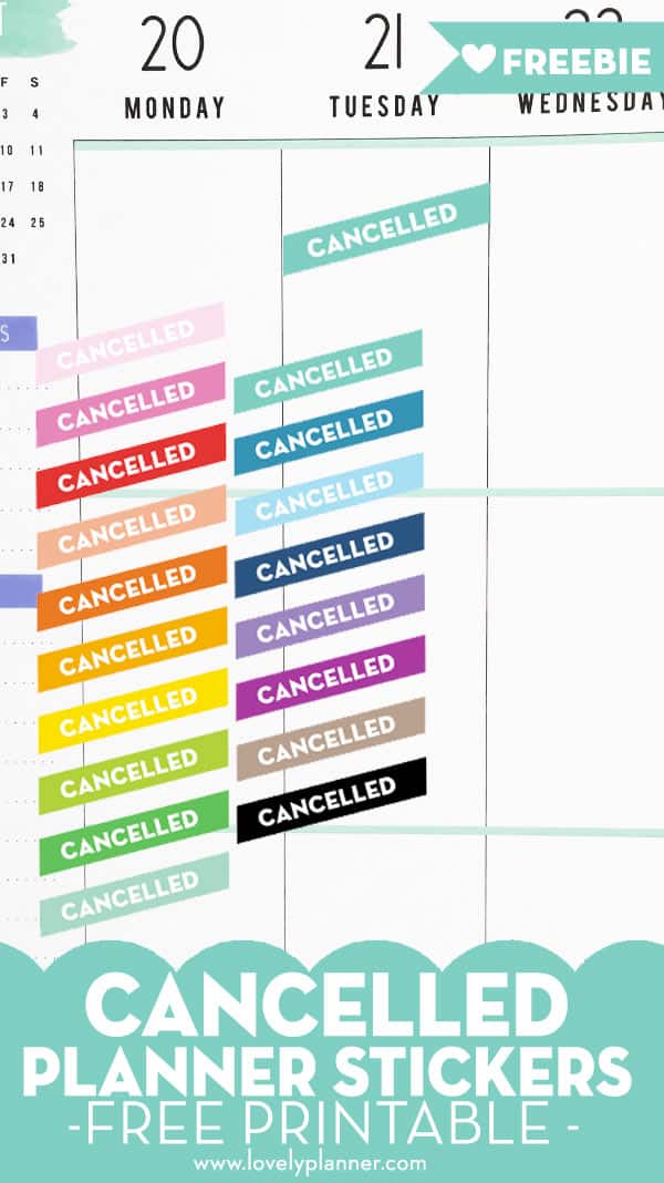 Cancelled Planner Stickers ScriptCancelled Labels for Tracking #904-047-056-WH ECLP Colored Stickers