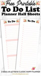 Free Printable Floral To-Do List Half Sheet - Lovely Planner