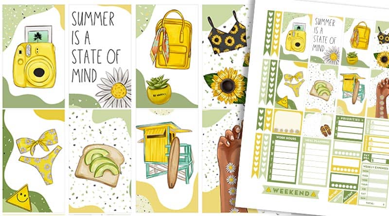 Happy Summer Printable Planner Stickers Weekly Kit