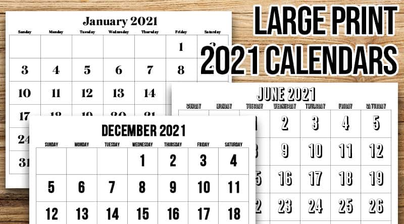 12 Month Large Print 2021 Calendar Printable | 2022 Calendar