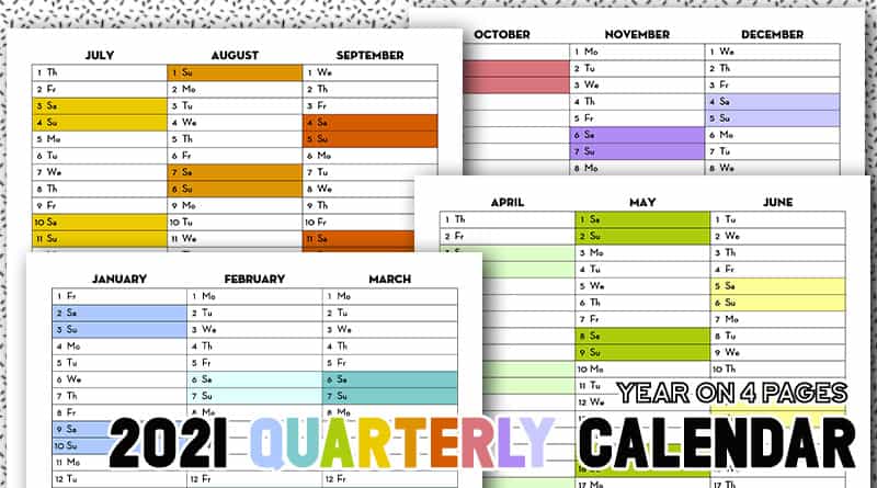 Free Printable 2021 Calendex Calendar Bullet Journal 2021 Quarterly Calendar