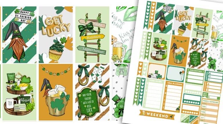 Free Saint Patrick's Day Planner Stickers Weekly Kit - Lovely Planner