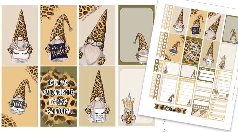 Free Printable Leopard Gnomes Planner Stickers Weekly Kit