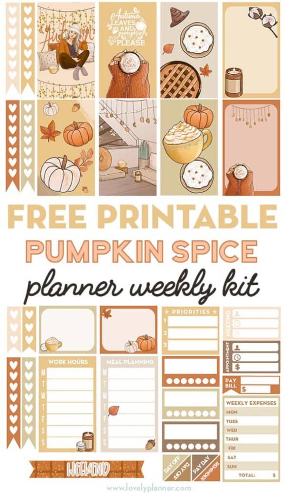 Free Printable Pumpkin Spice Girl Fall Planner Stickers - Weekly Kit ...