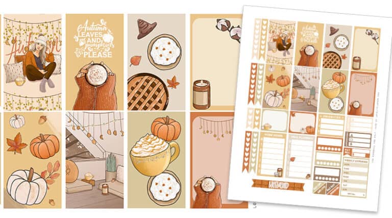 Free Printable Pumpkin Spice Girl Fall Planner Stickers - Weekly Kit ...
