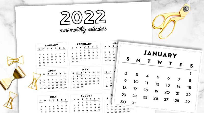 free printable 2022 bullet journal mini calendars lovely planner