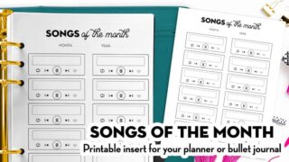 Free Printable Favorite Songs Planner Insert Music Tracker Bullet Journal