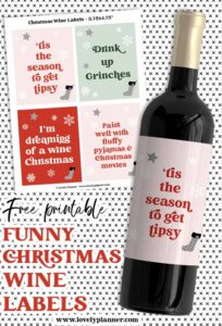 4 Free Printable Christmas Wine Labels - Lovely Planner