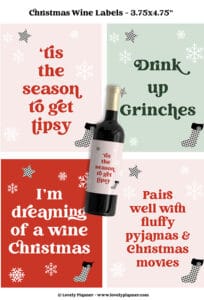 4 Free Printable Christmas Wine Labels - Lovely Planner