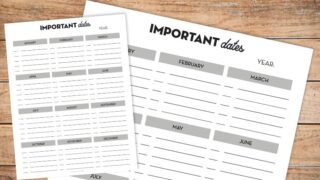 Free Printable Important Dates Planner Insert