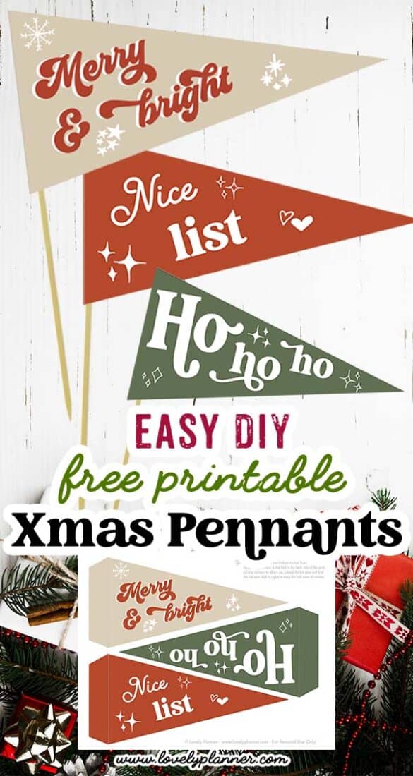 Free Printable Christmas Pennants - Lovely Planner