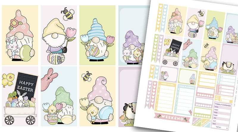 Free Printable Easter Gnomes Planner Stickers Weekly Kit