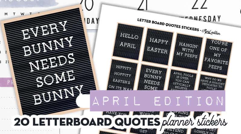 Printable Letter Board Quotes Planner Stickers April