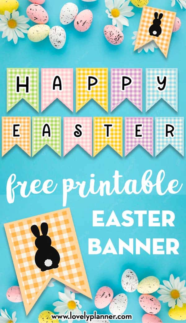 Free Printable Happy Easter Banner with Glitter Details