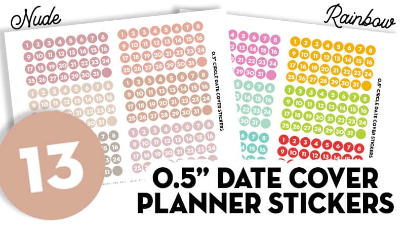 Foiled Date Cover Numbers Foil Planner Stickers, Date Dots, Date