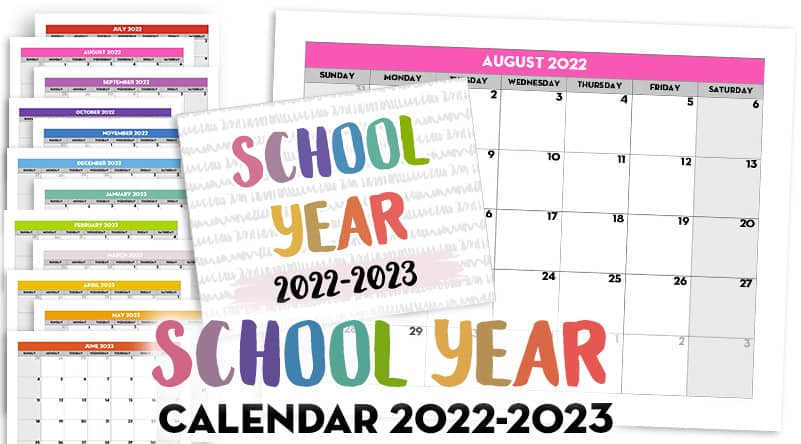 Free Printable 2022-2023 Monthly School Calendar Template - Lovely Planner